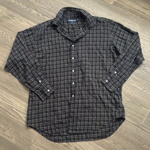 Ralph Lauren |Blue Label Black Checkered Blake 100% Cotton Button Shirt Sz Large